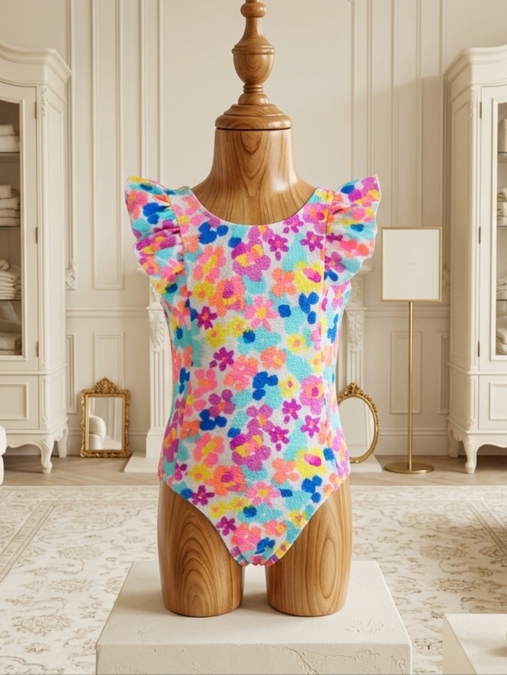NWT Jumping Beans Floral Ruffle One Piece Swimsuit Toddler Girl Size 12M